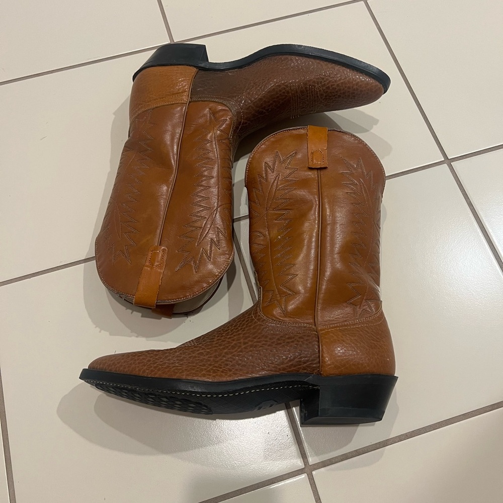 Vintage Brown Leather Cowboy Boots